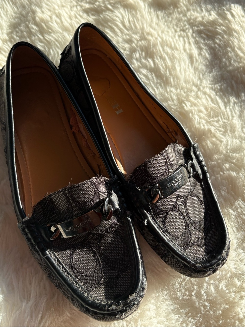 Coach Black Signature Jacquard Metal-Bit Loafers - Picture 11 of 11